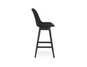 Tabouret de bar design TERESA en tissu noir et pieds en bois noir