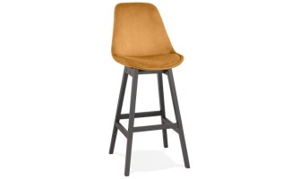 BS05450MUBL 5404028318072 Tabouret de bar MORISS en velours moutarde et pieds en bois noir