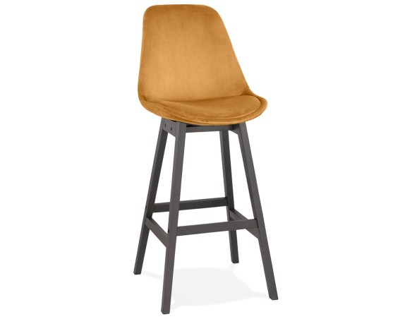 BS05450MUBL 5404028318072 Tabouret de bar MORISS en velours moutarde et pieds en bois noir
