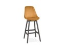 BS05450MUBL 5404028318072 Tabouret de bar MORISS en velours moutarde et pieds en bois noir