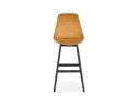Tabouret de bar MORISS en velours moutarde et pieds en bois noir