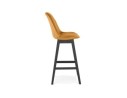 Tabouret de bar MORISS en velours moutarde et pieds en bois noir
