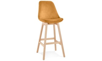 BS05470MUNA 5404028318119 Tabouret de bar MORISS en velours moutarde et pieds en bois naturel