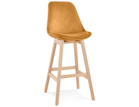 BS05470MUNA 5404028318119 Tabouret de bar MORISS en velours moutarde et pieds en bois naturel