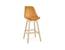 BS05470MUNA 5404028318119 Tabouret de bar MORISS en velours moutarde et pieds en bois naturel