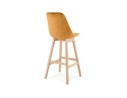 Tabouret de bar MORISS en velours moutarde et pieds en bois naturel