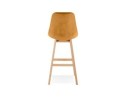 Tabouret de bar MORISS en velours moutarde et pieds en bois naturel
