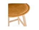 Tabouret de bar MORISS en velours moutarde et pieds en bois naturel