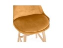 Tabouret de bar MORISS en velours moutarde et pieds en bois naturel
