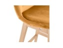 Tabouret de bar MORISS en velours moutarde et pieds en bois naturel
