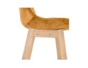 Tabouret de bar MORISS en velours moutarde et pieds en bois naturel
