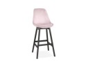 BS05490PIBL 5404028318157 Tabouret de bar MORISS en velours rose et pieds en bois noir