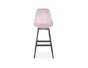 Tabouret de bar MORISS en velours rose et pieds en bois noir