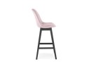 Tabouret de bar MORISS en velours rose et pieds en bois noir