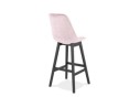 Tabouret de bar MORISS en velours rose et pieds en bois noir