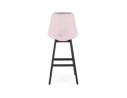 Tabouret de bar MORISS en velours rose et pieds en bois noir