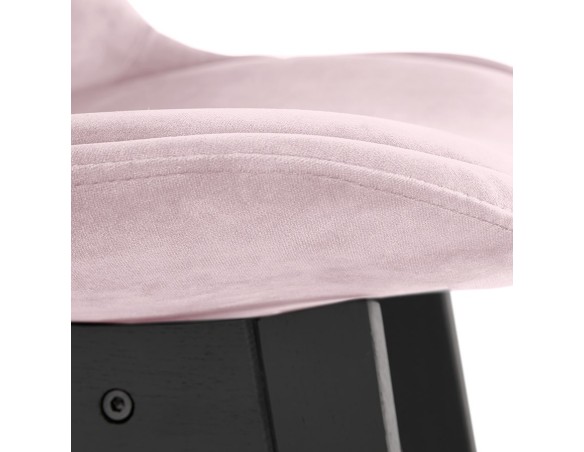 Tabouret de bar MORISS en velours rose et pieds en bois noir