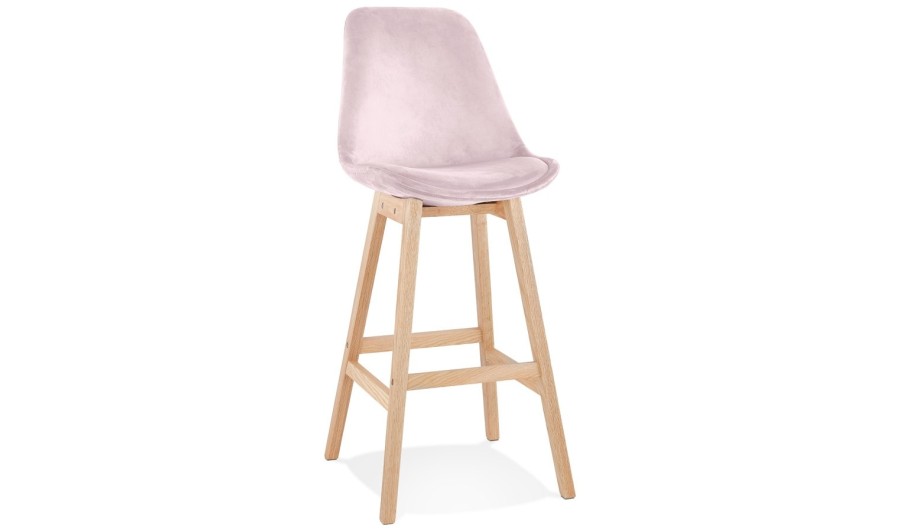 BS05510PINA 5404028318195 Tabouret de bar MORISS en velours rose et pieds en bois naturel BS05510PINA 5404028318195 Tabouret de bar MORISS en velours rose et pieds en bois naturel