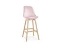 BS05510PINA 5404028318195 Tabouret de bar MORISS en velours rose et pieds en bois naturel