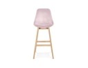 Tabouret de bar MORISS en velours rose et pieds en bois naturel