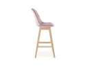 Tabouret de bar MORISS en velours rose et pieds en bois naturel