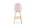 Tabouret de bar MORISS en velours rose et pieds en bois naturel