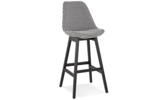 BS05530DIBL 5404028318232 Tabouret de bar MORISS en tissu pied de poule et pieds en bois noir