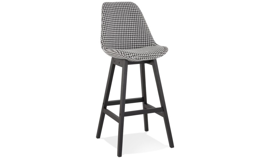 BS05530DIBL 5404028318232 Tabouret de bar MORISS en tissu pied de poule et pieds en bois noir BS05530DIBL 5404028318232 Tabouret de bar MORISS en tissu pied de poule et pieds en bois noir
