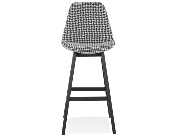Tabouret de bar MORISS en tissu pied de poule et pieds en bois noir