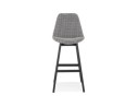 Tabouret de bar MORISS en tissu pied de poule et pieds en bois noir