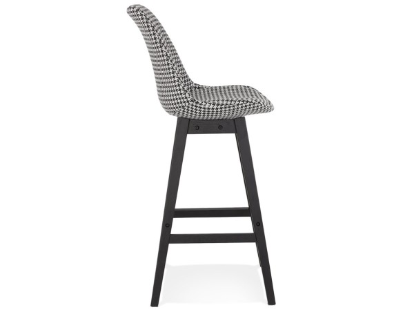 Tabouret de bar MORISS en tissu pied de poule et pieds en bois noir