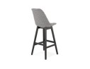 Tabouret de bar MORISS en tissu pied de poule et pieds en bois noir
