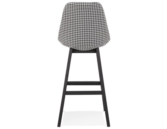 Tabouret de bar MORISS en tissu pied de poule et pieds en bois noir