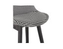 Tabouret de bar MORISS en tissu pied de poule et pieds en bois noir