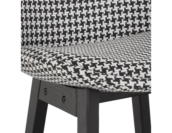 Tabouret de bar MORISS en tissu pied de poule et pieds en bois noir