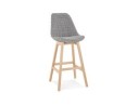 BS05550DINA 5404028318270 Tabouret de bar MORISS en tissu pied de poule et pieds en bois naturel