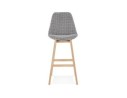 Tabouret de bar MORISS en tissu pied de poule et pieds en bois naturel