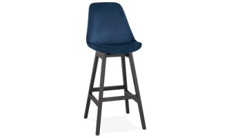 BS03230BUBL 5420072083025 Tabouret de bar MORISS en velours bleu et pieds en bois noir