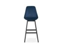 Tabouret de bar MORISS en velours bleu et pieds en bois noir