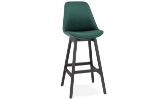 BS03240GEBL 5420072083049 Tabouret de bar MORISS en velours vert et pieds en bois noir