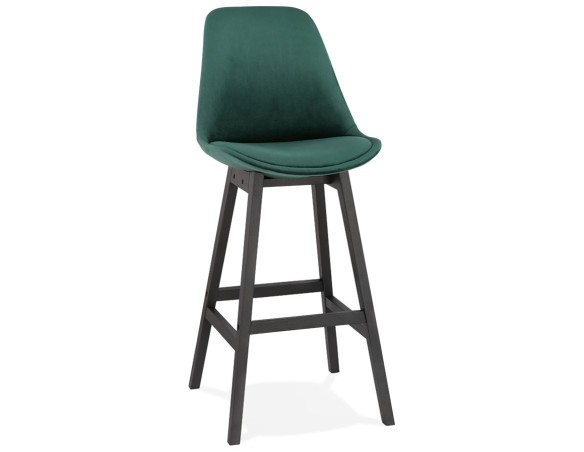 BS03240GEBL 5420072083049 Tabouret de bar MORISS en velours vert et pieds en bois noir