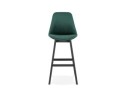Tabouret de bar MORISS en velours vert et pieds en bois noir