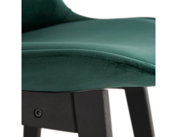 Tabouret de bar MORISS en velours vert et pieds en bois noir