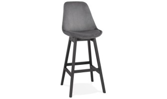 BS03250GRBL 5420072083063 Tabouret de bar MORISS en velours gris et pieds en bois noir