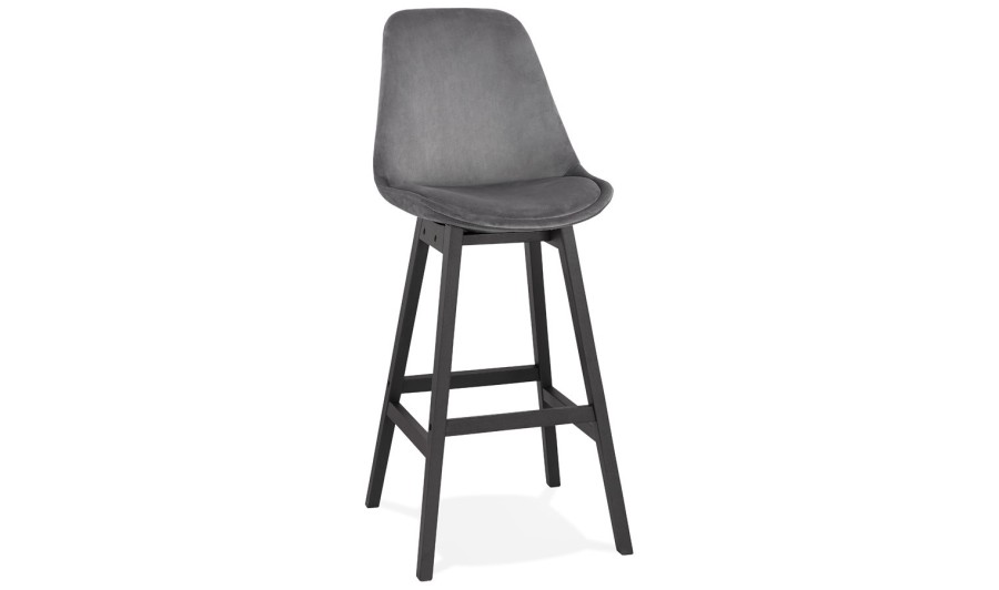 BS03250GRBL 5420072083063 Tabouret de bar MORISS en velours gris et pieds en bois noir BS03250GRBL 5420072083063 Tabouret de bar MORISS en velours gris et pieds en bois noir