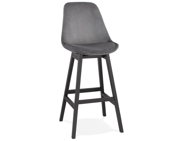BS03250GRBL 5420072083063 Tabouret de bar MORISS en velours gris et pieds en bois noir