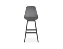 Tabouret de bar MORISS en velours gris et pieds en bois noir