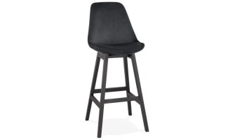 BS03260BLBL 5420072083087 Tabouret de bar MORISS en velours noir et pieds en bois noir