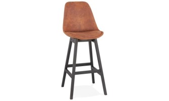 BS03330BRBL 5420072083223 Tabouret de bar ASPEN en microfibre brune et pieds en bois noir