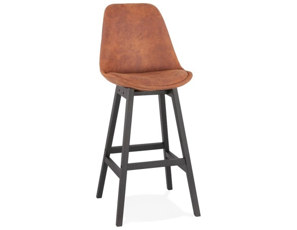 BS03330BRBL 5420072083223 Tabouret de bar ASPEN en microfibre brune et pieds en bois noir